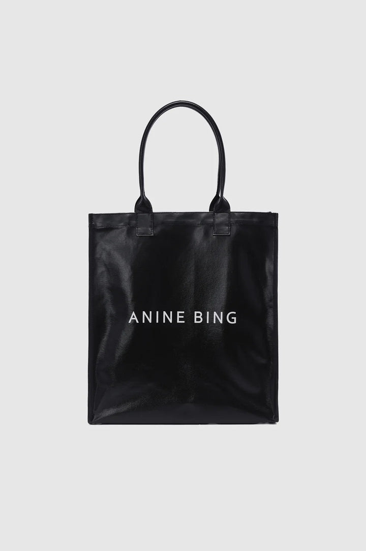 ANINE BING - Leonie Coated Canvas Tote in Black