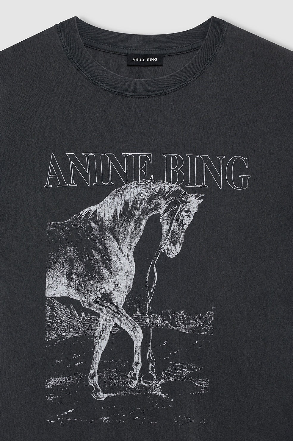 Anine Bing - Lili Tee Horse in Washed Black T-Shirts