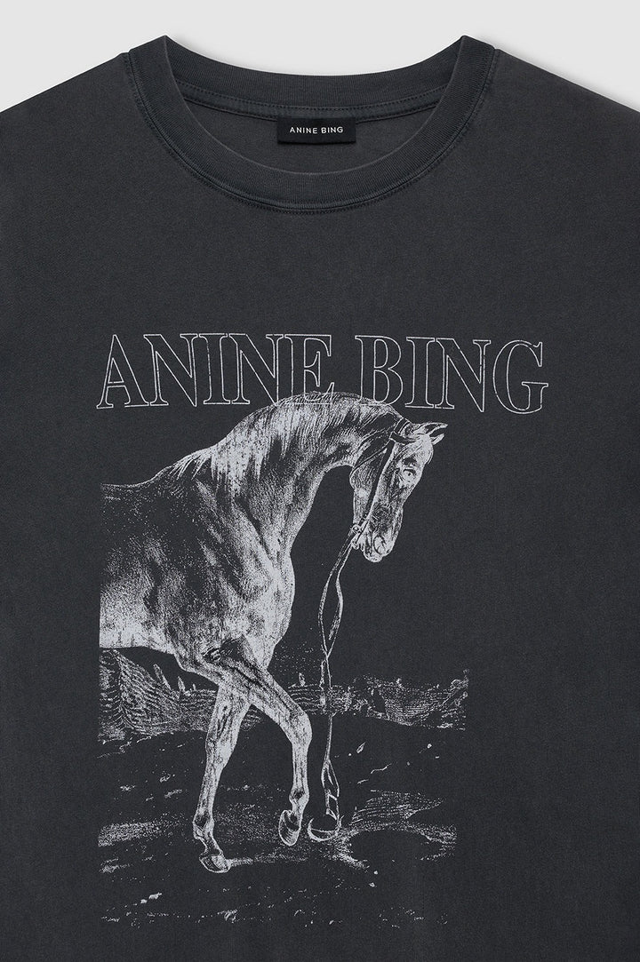 Anine Bing - Lili Tee Horse in Washed Black T-Shirts