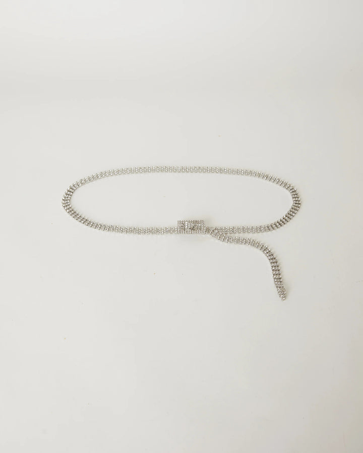 B-LOW THE BELT - Baby Farah Crystal Belt in Silver Belt