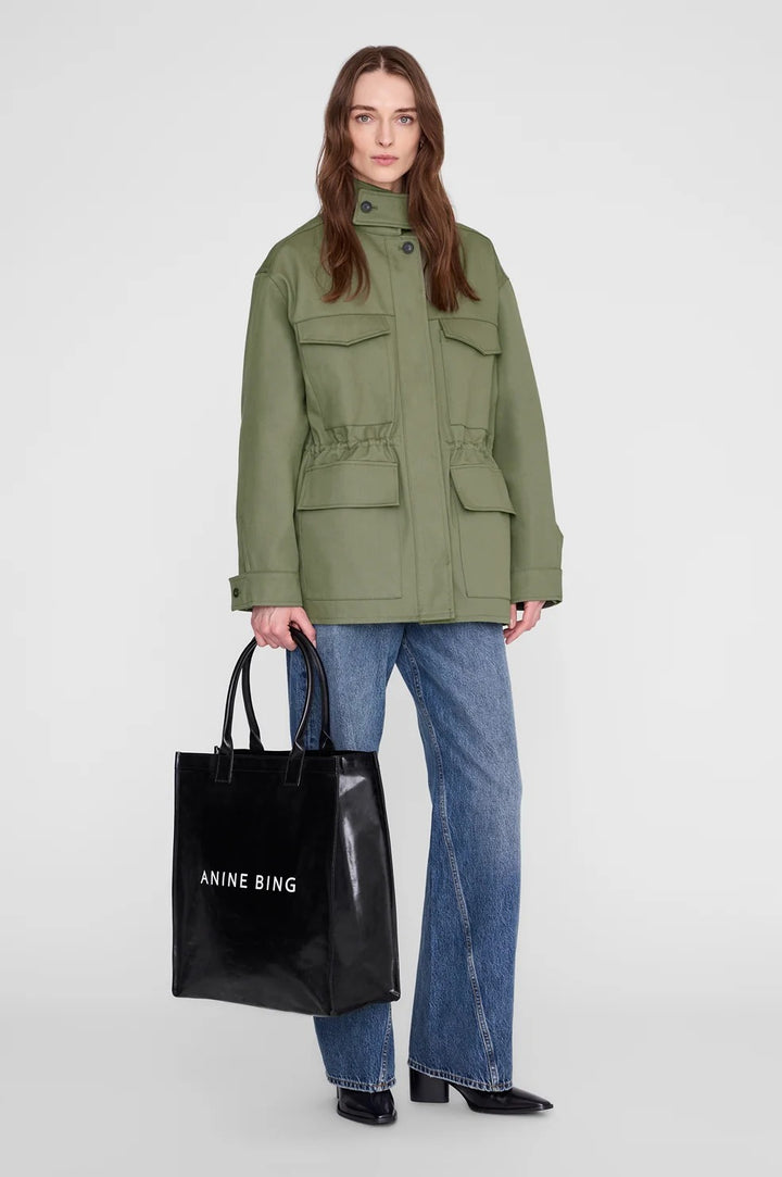 ANINE BING - Leonie Coated Canvas Tote in Black