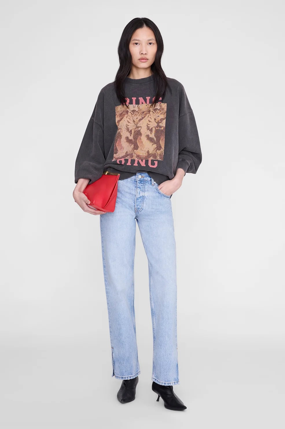 ANINE BING - Miles Sweatshirt Tiger Bing in Washed Black