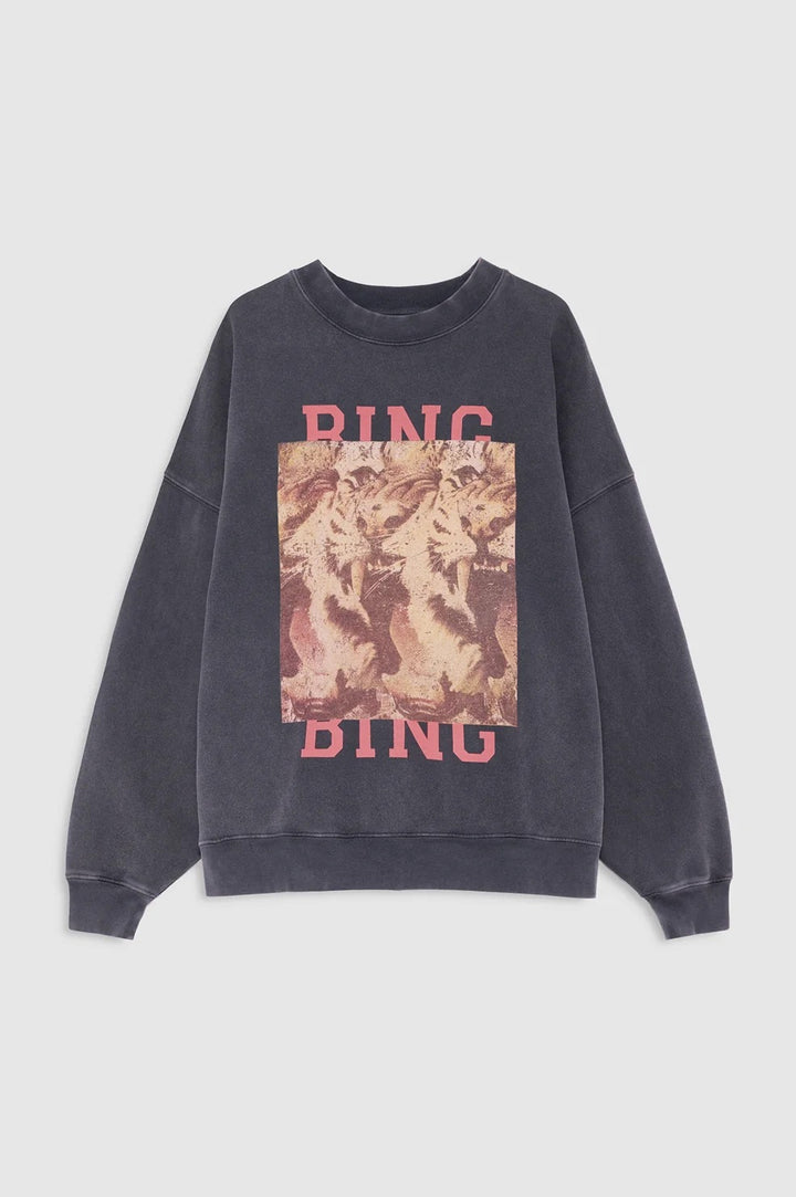 ANINE BING - Miles Sweatshirt Tiger Bing in Washed Black
