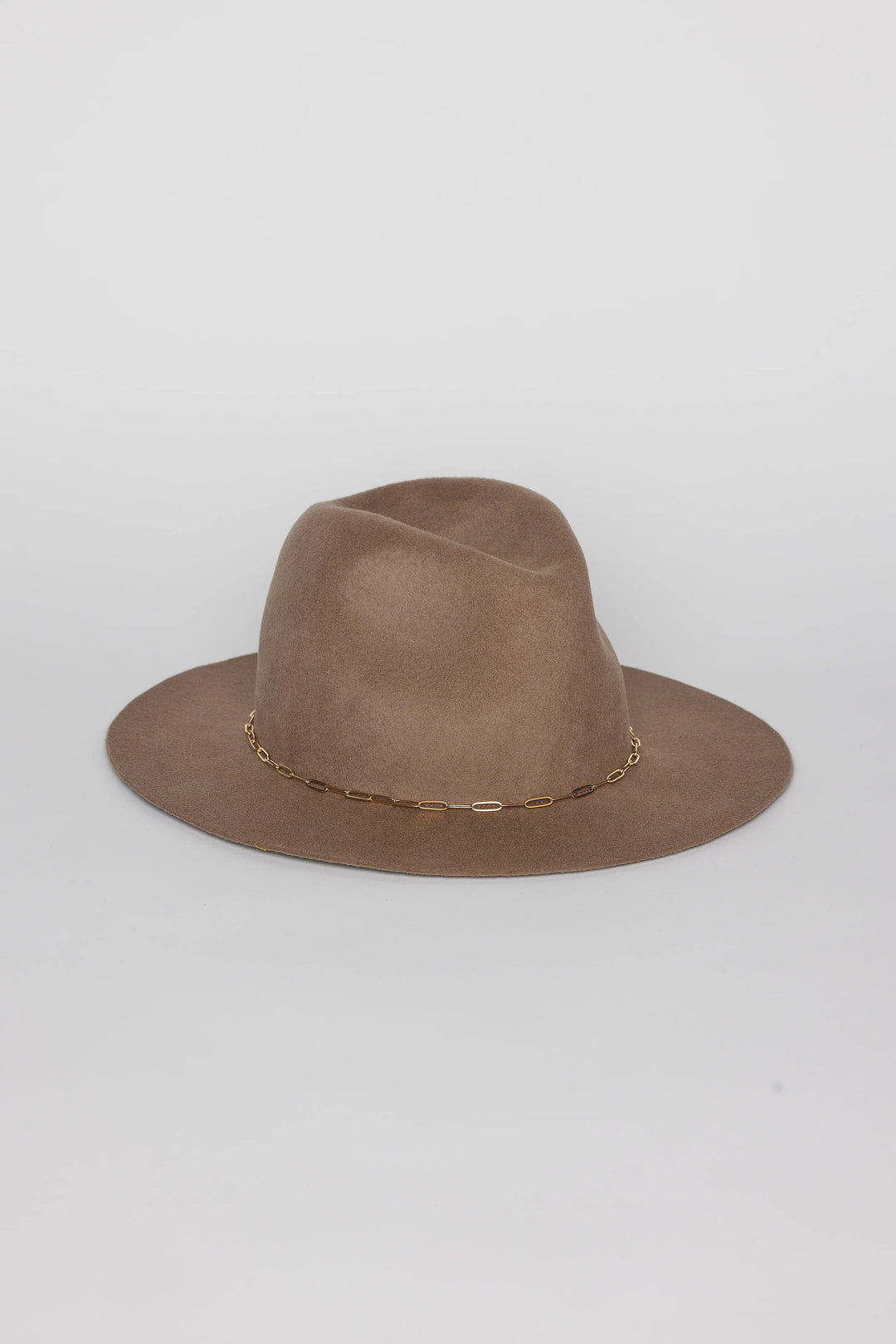 Hat Attack - Harper Fedora with Gold Chain in Taupe
