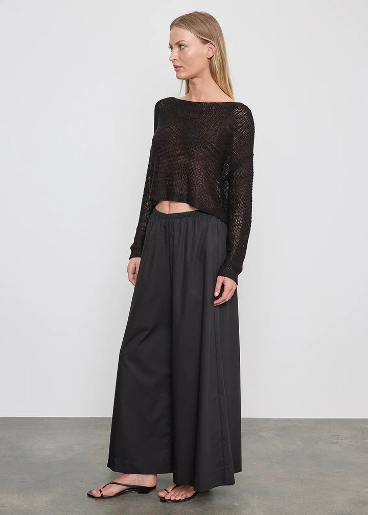 ENZA COSTA - Linen Open Bateau Top in Black Sweaters
