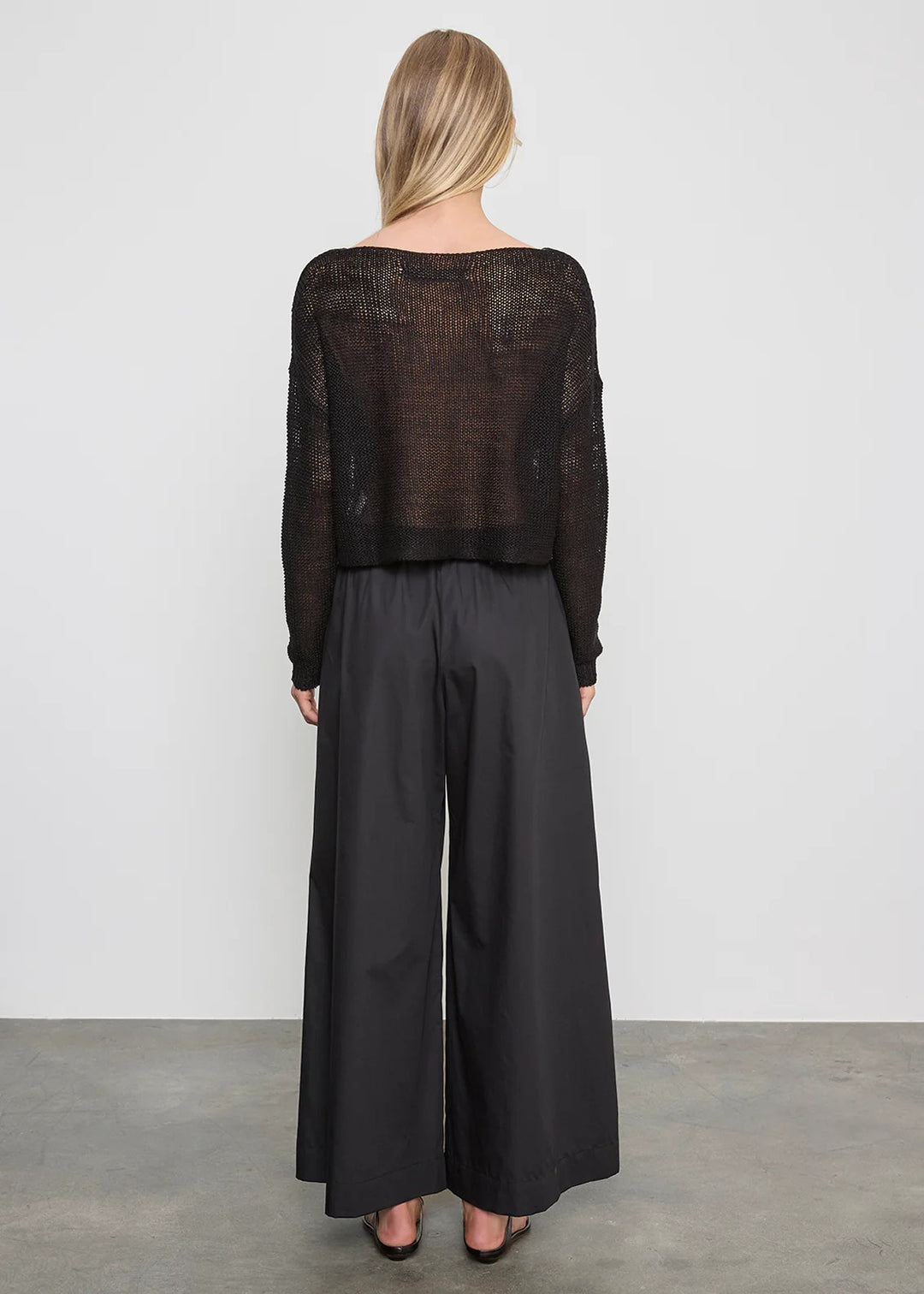 ENZA COSTA - Linen Open Bateau Top in Black Sweaters