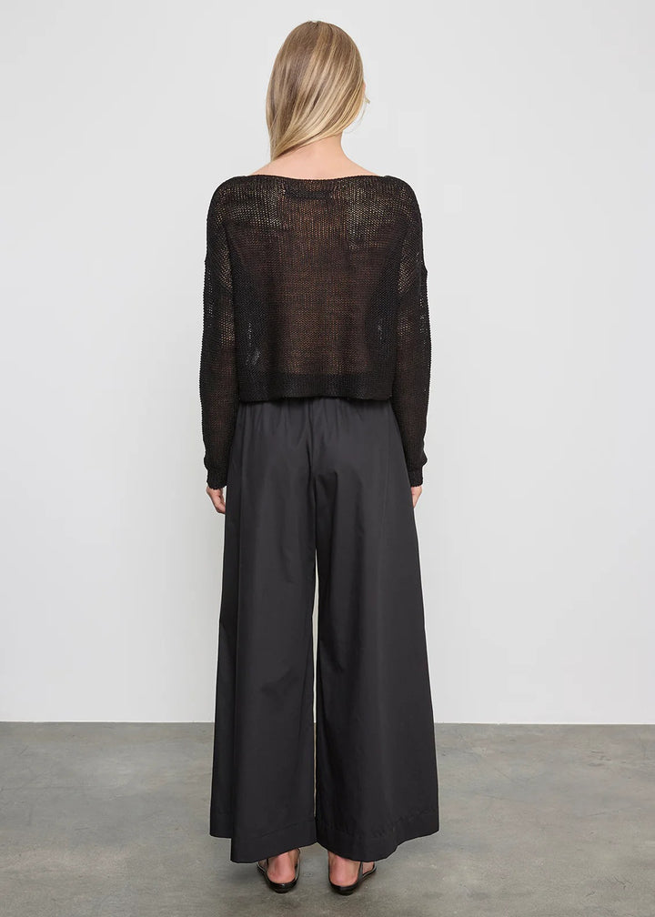 ENZA COSTA - Linen Open Bateau Top in Black Sweaters