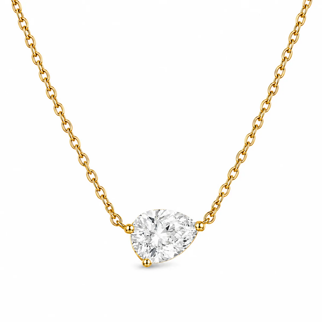 ELLIE VAIL - Lola Solitaire Sideways Pear Necklace in Gold