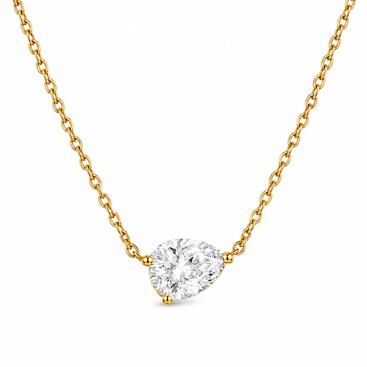 ELLIE VAIL - Lola Solitaire Sideways Pear Necklace in Gold