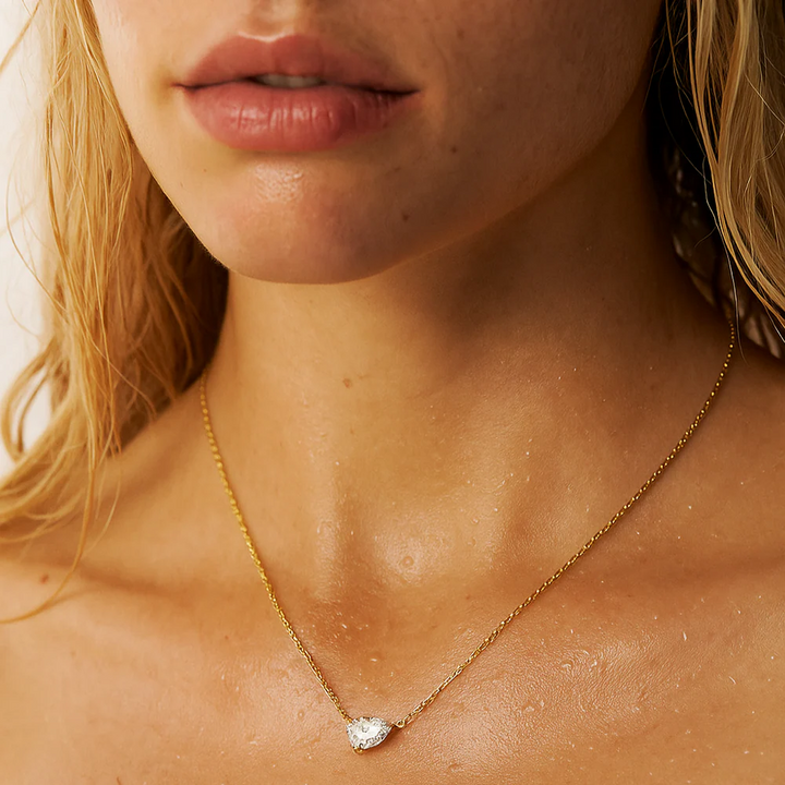 ELLIE VAIL - Lola Solitaire Sideways Pear Necklace in Gold