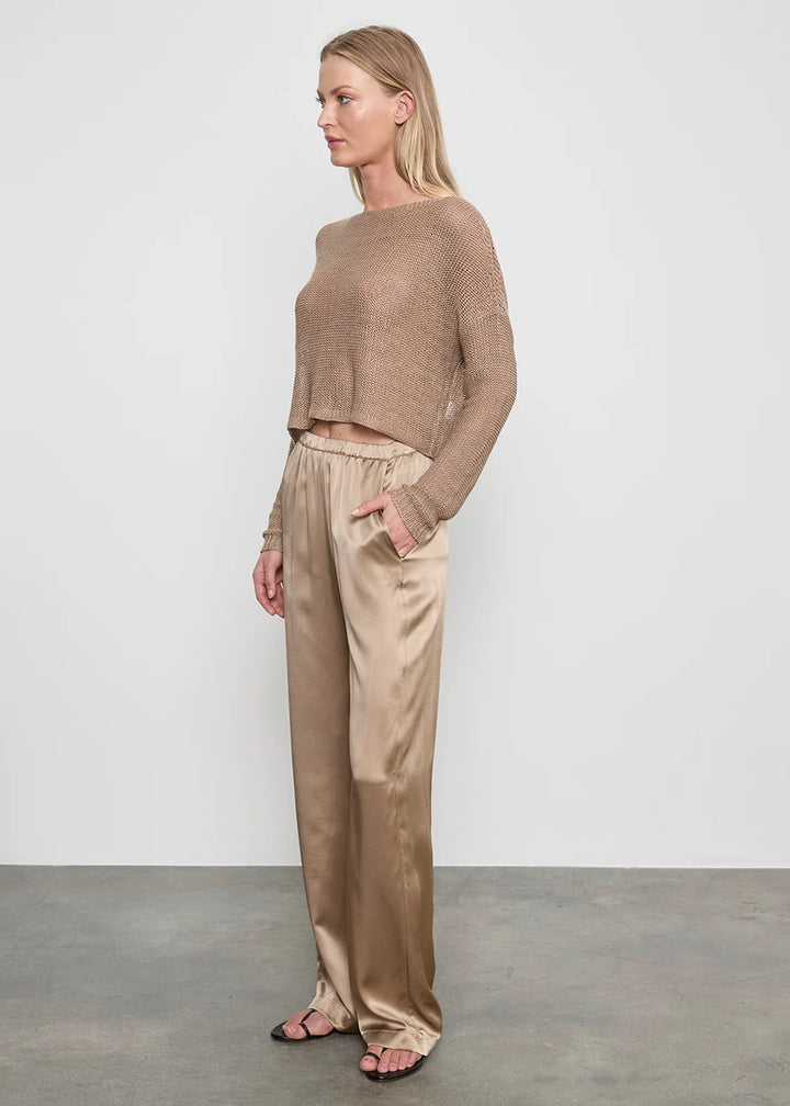 ENZA COSTA - Linen Open Bateau Top in Flax Sweaters