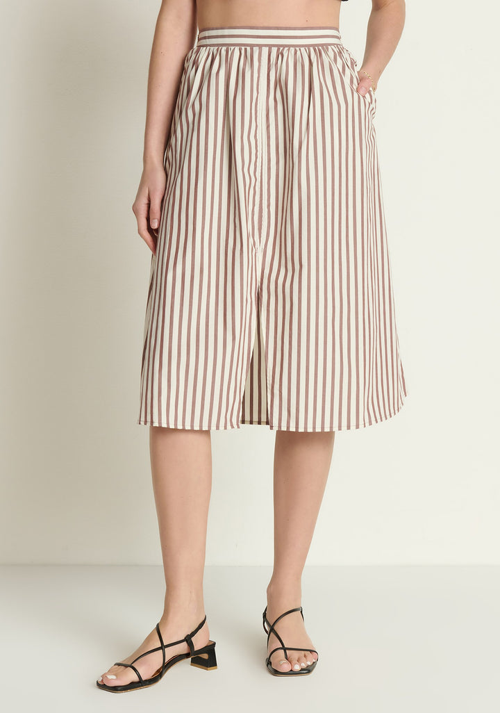 NATION LTD - Tatianna Midi Skirt in Sable Stripe