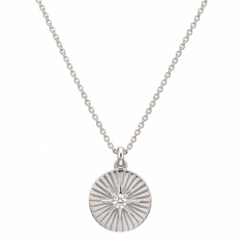 ELLIE VAIL - Rue Sunburst Disc Necklace in Silver