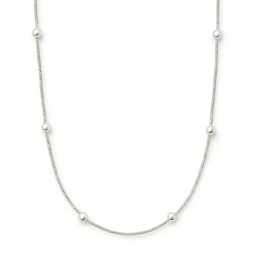 ELLIE VAIL - Rozlyn Beaded Ball Chain Necklace in Silver