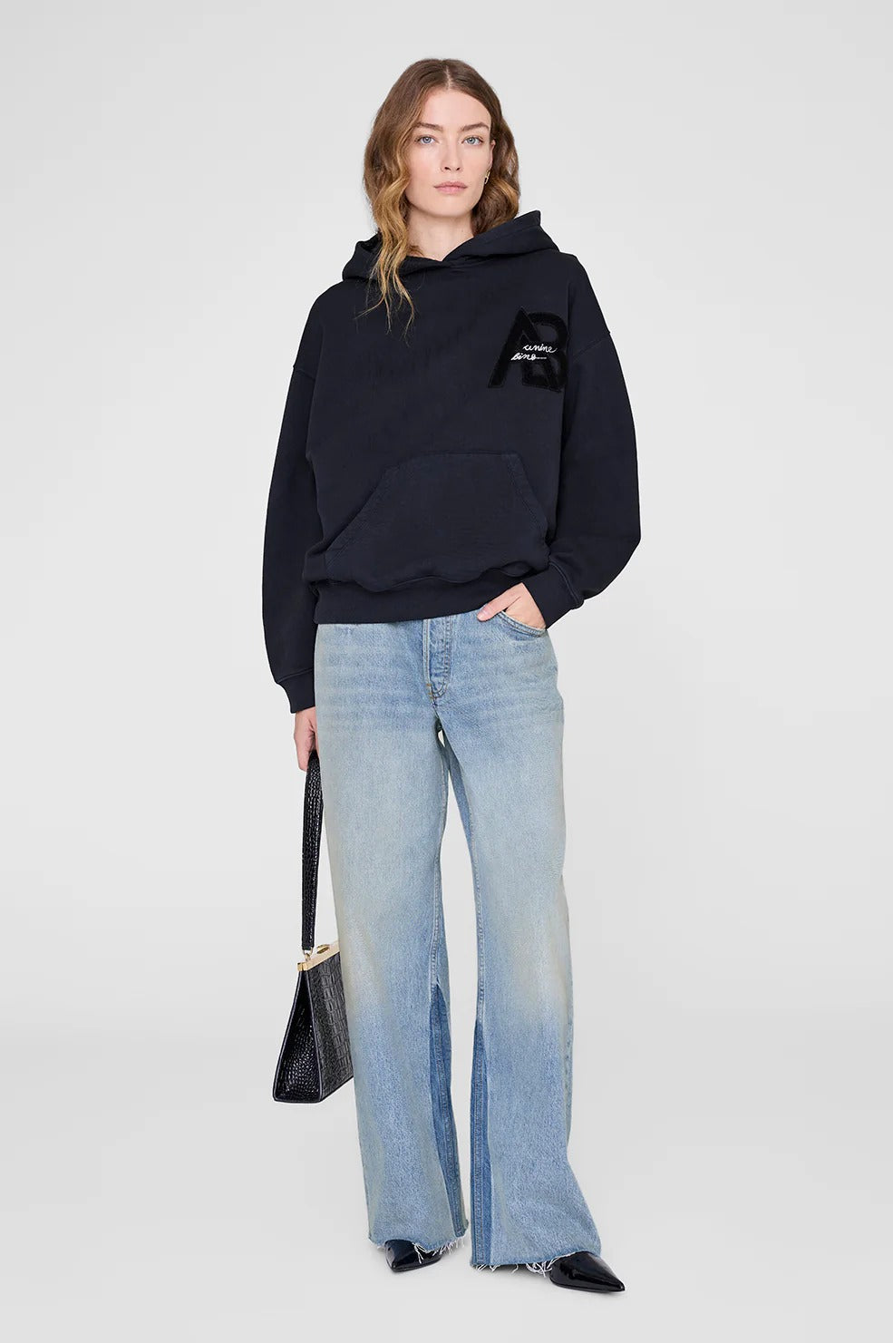 Anine Bing - Jaci Hoodie Letterman in Vintage Black