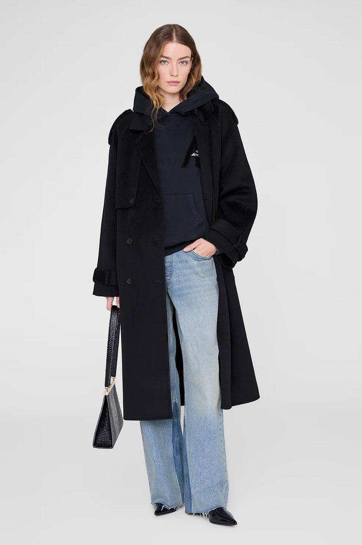 Anine Bing - Jaci Hoodie Letterman in Vintage Black