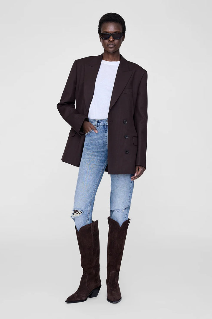Anine Bing - Tall Tania Boots in Dark Brown Suede