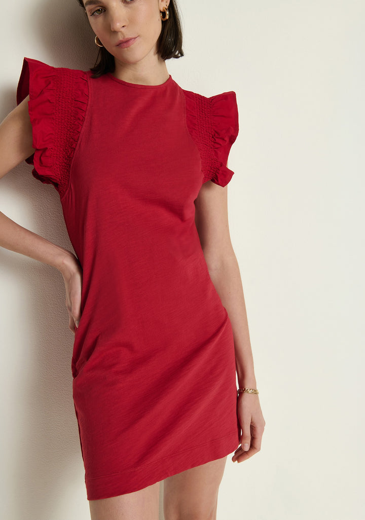 Nation LTD - Ellis Ruffle Sleeve Dress in Rio Red