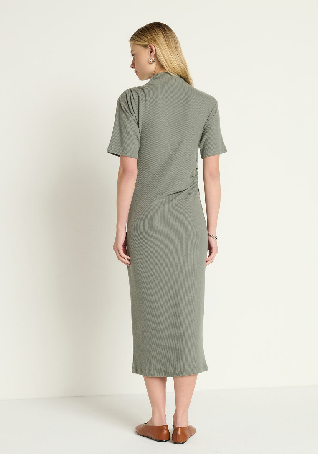 Nation LTD - Rebecca Mock Neck Dress in Caster Grey