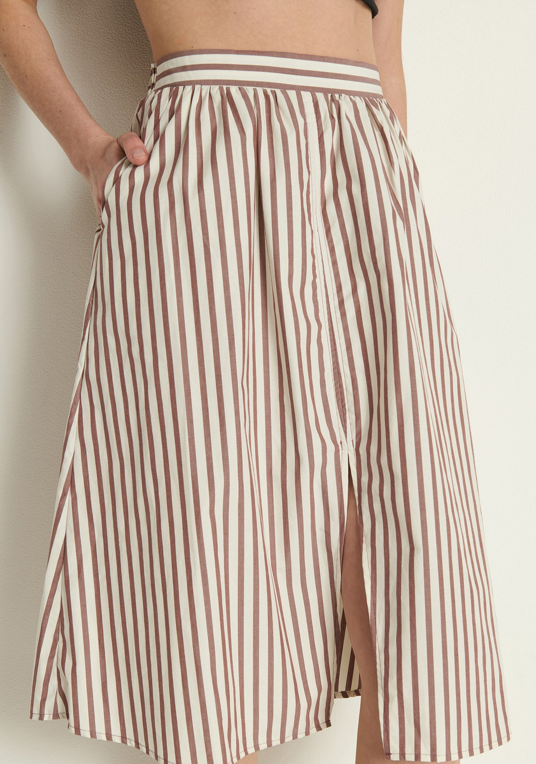 NATION LTD - Tatianna Midi Skirt in Sable Stripe