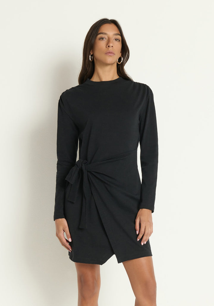 Nation Ltd - Taylor Wrap Dress in Jet Black