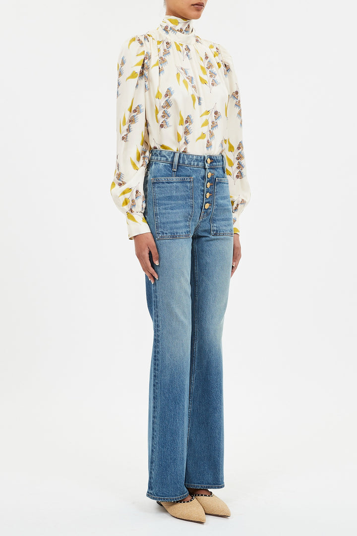 Ulla Johnson - The Stretch Lou Kick Flare Jean in Danube