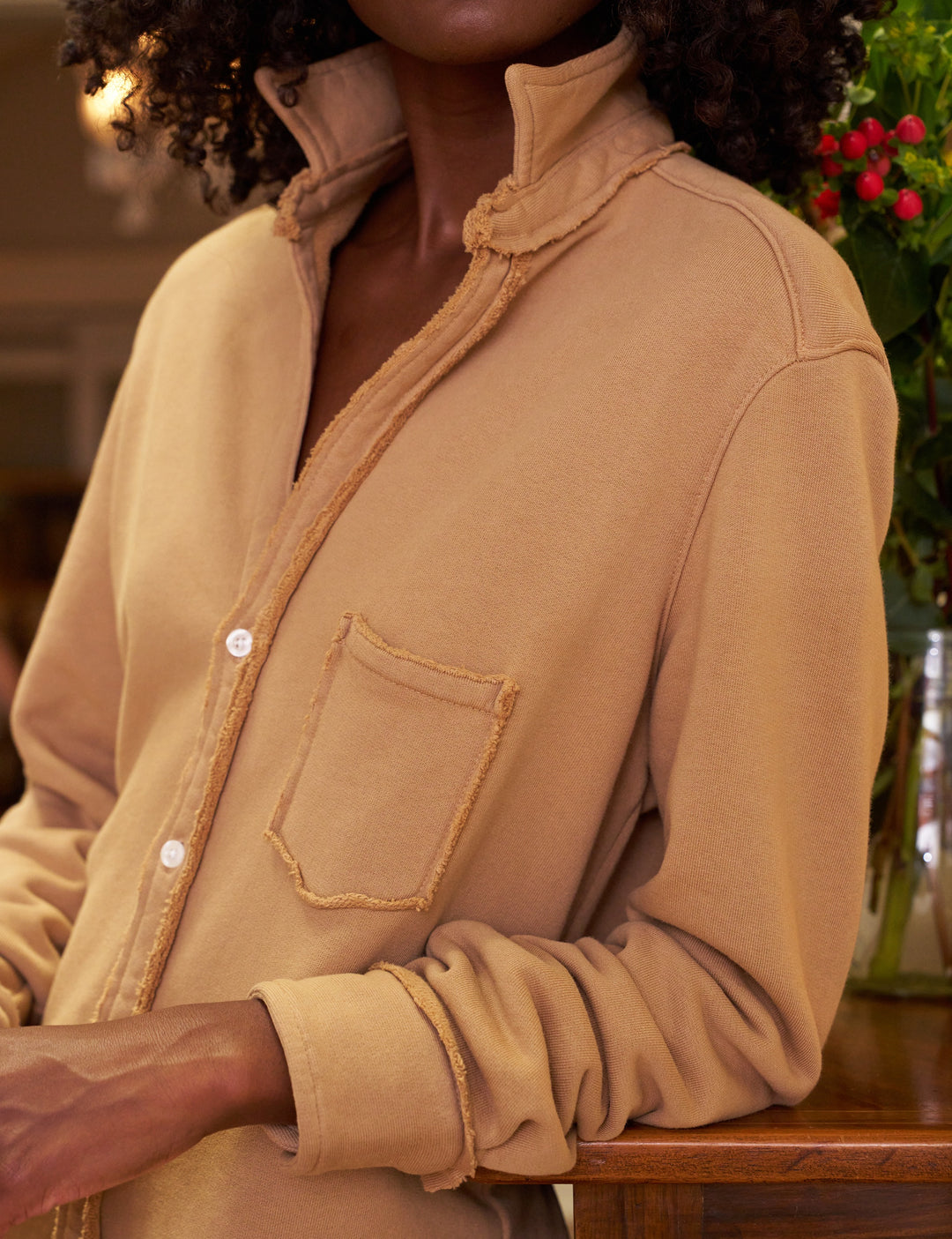 Frank & Eileen - Eileen Button Up Triple Fleece in Camel Clothing