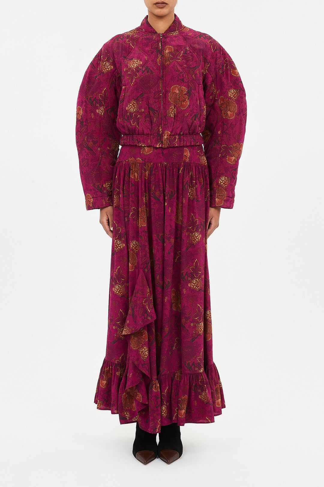 Ulla Johnson - Lavinia Silk Quilted Bomber Jacket in Peony