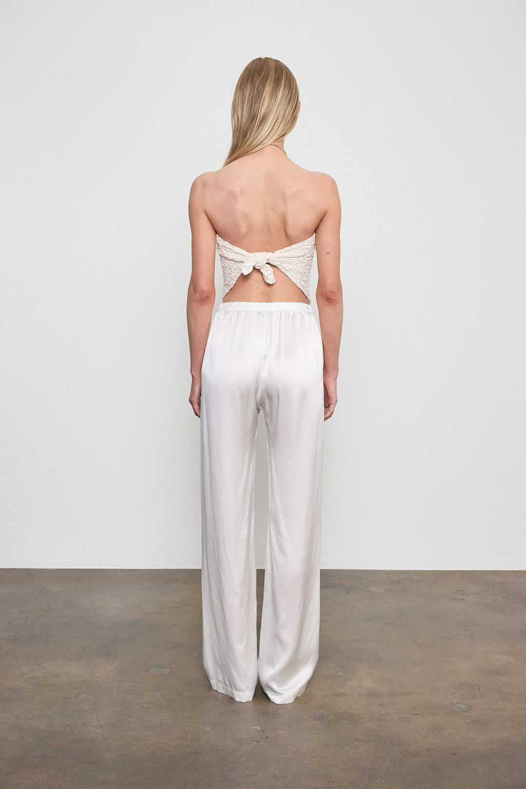 ENZA COSTA - Puckered Lace Scarf Top in Off White