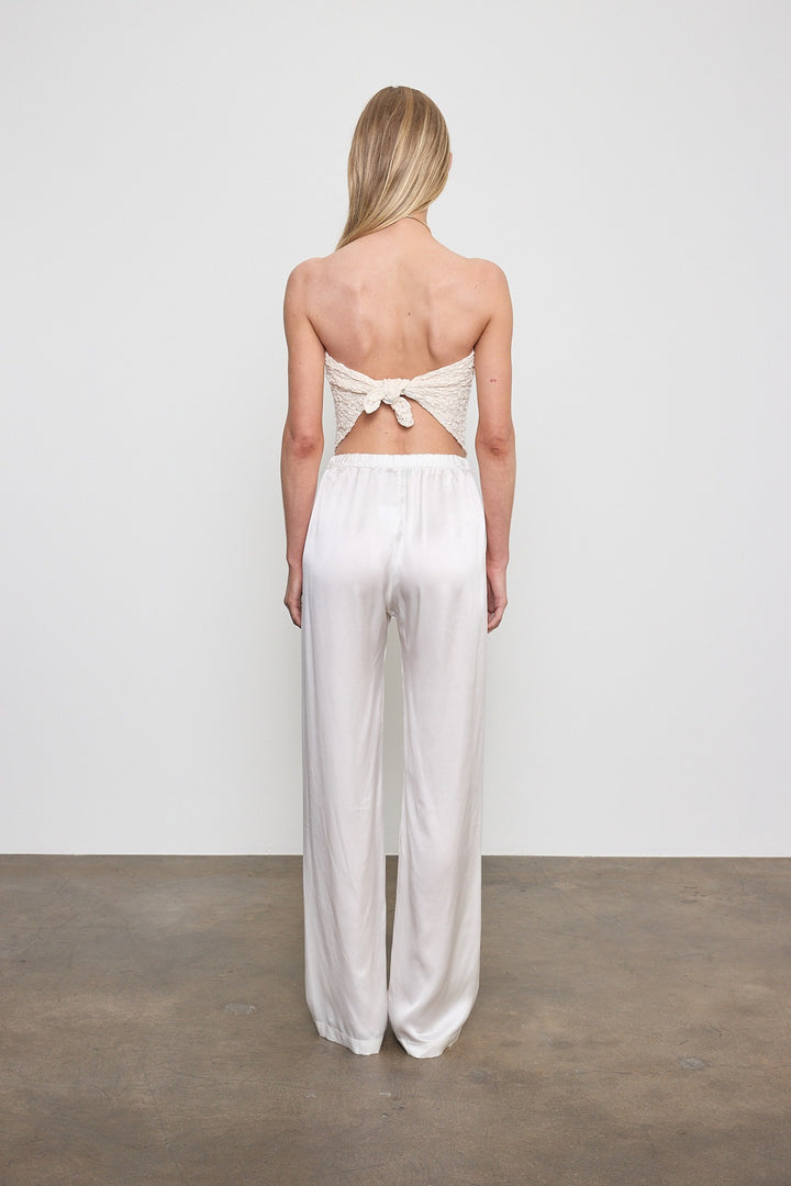 ENZA COSTA - Puckered Lace Scarf Top in Off White