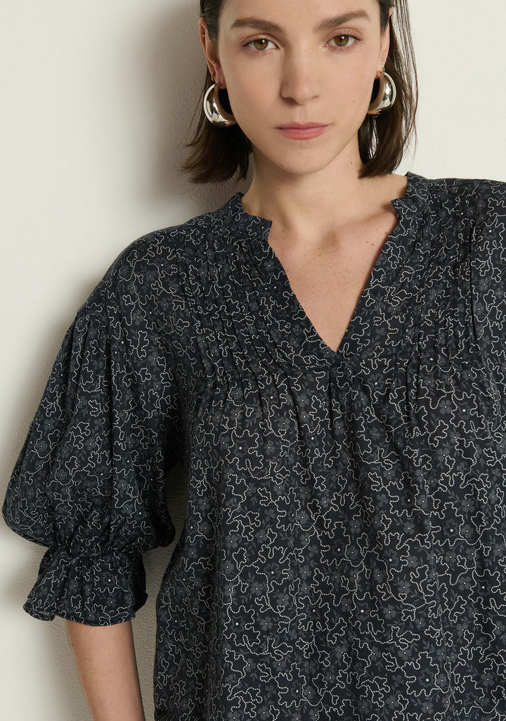 NATION LTD - Scarlet Pintuck Blouse in Santa Fe Floral