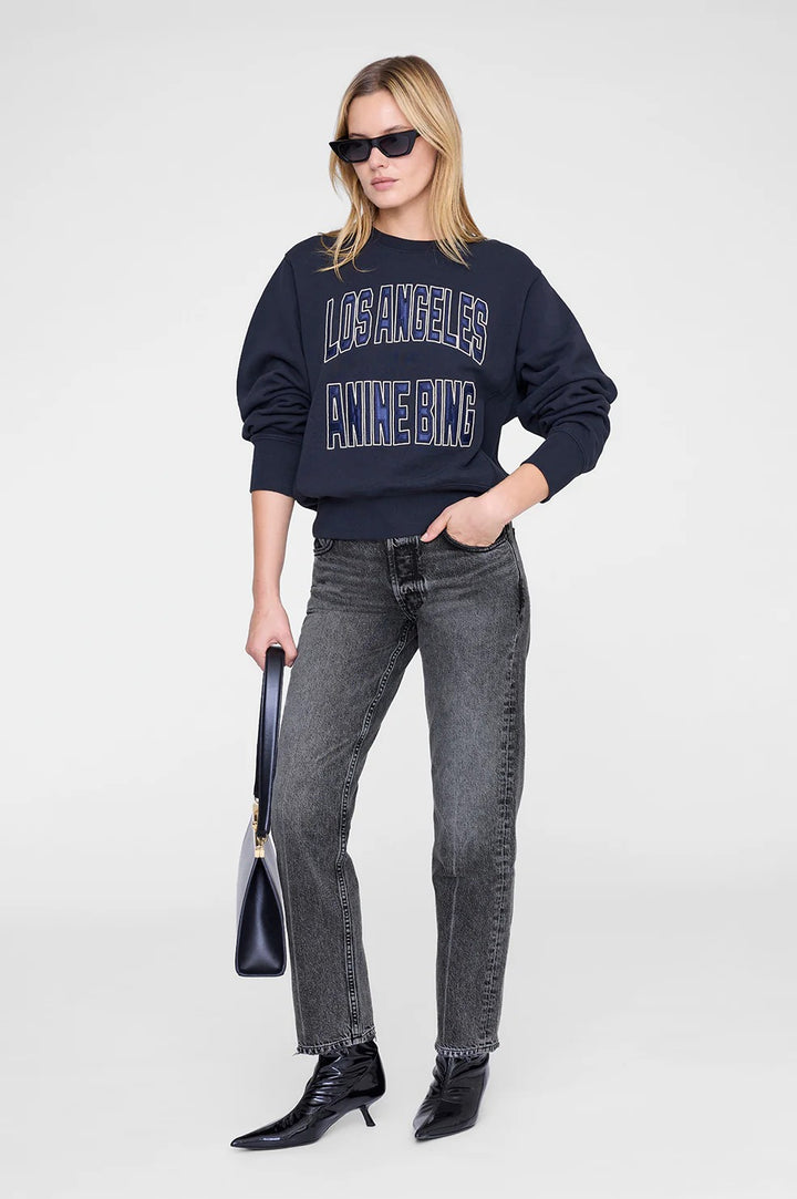 Anine Bing - Harry Shrunken LA Sweatshirt in Vintage Black