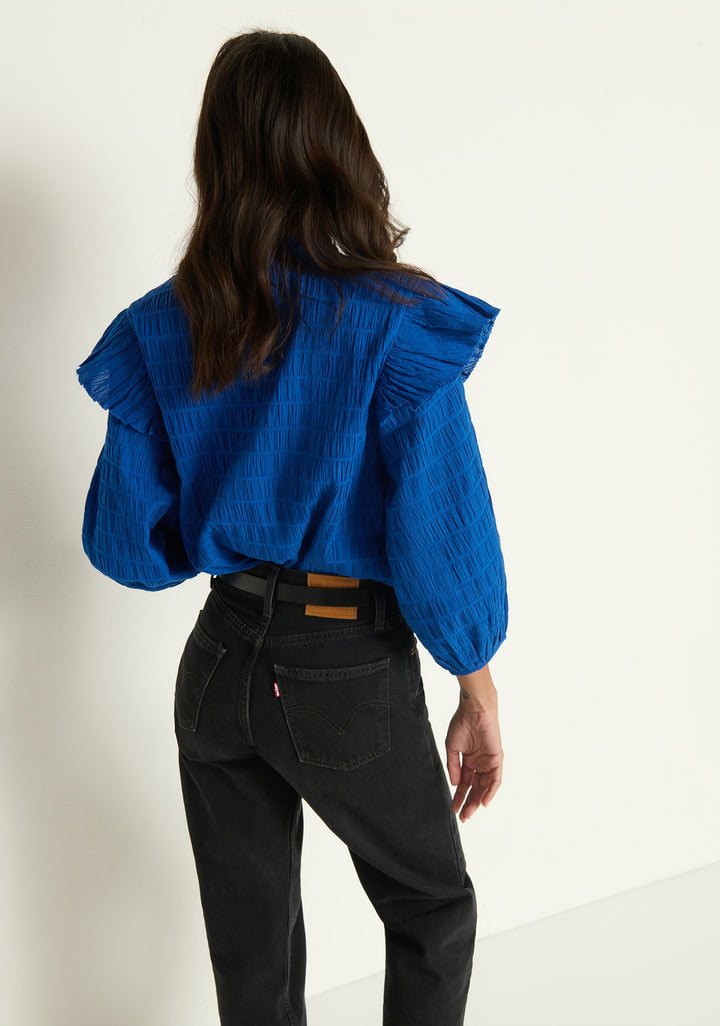 NATION LTD - Aria Ruffle Top in Sapphire
