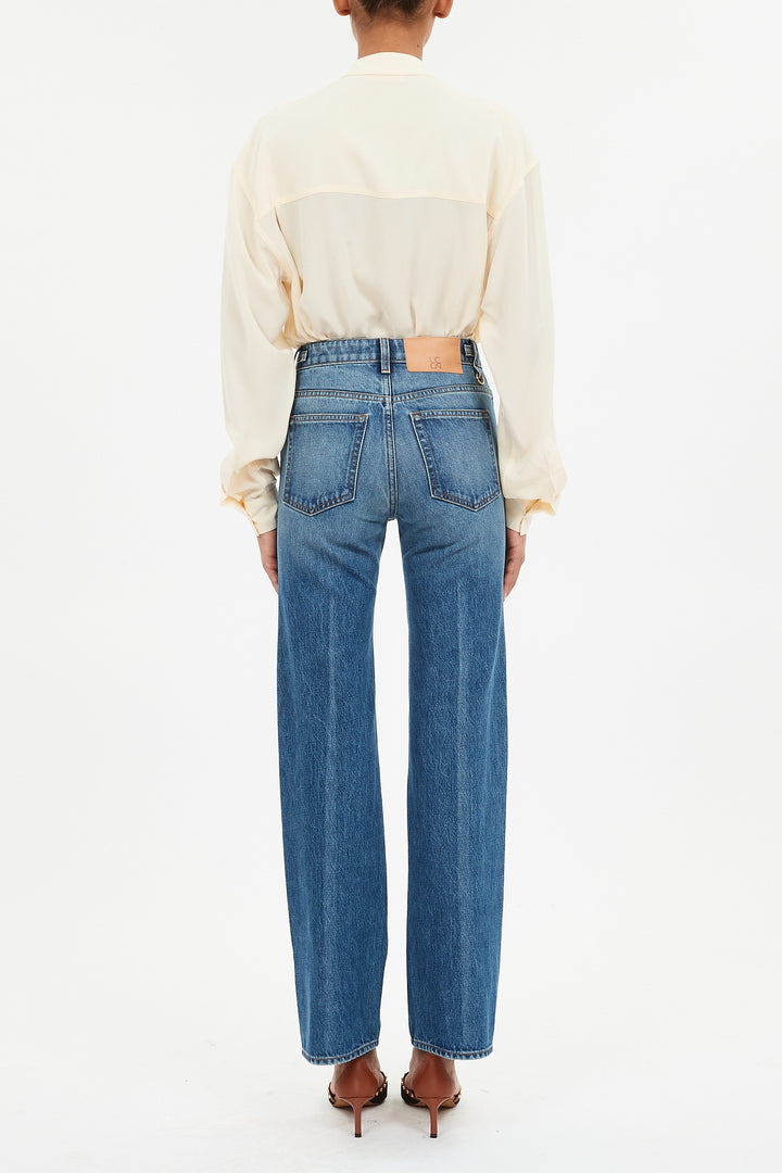 Ulla Johnson - The Agatha Straight Leg Pintuck Jean in Danube