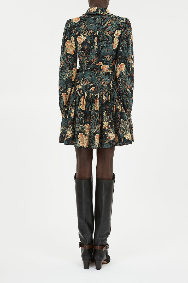 Ulla Johnson - Simona Silk Long Sleeve Mini Dress in Nuit Nuit