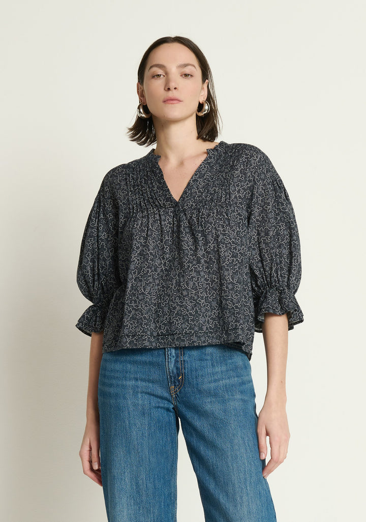 NATION LTD - Scarlet Pintuck Blouse in Santa Fe Floral