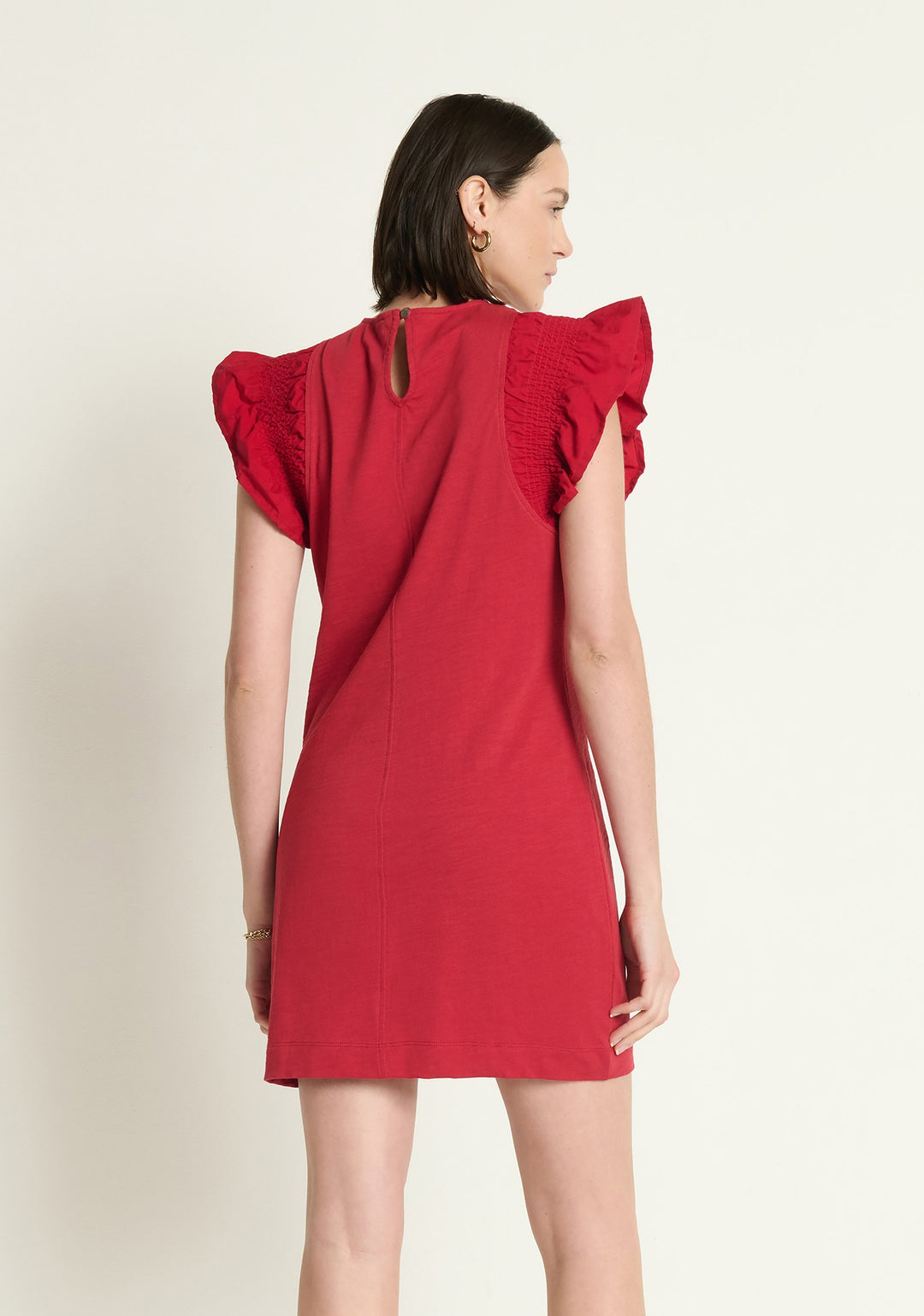 Nation LTD - Ellis Ruffle Sleeve Dress in Rio Red