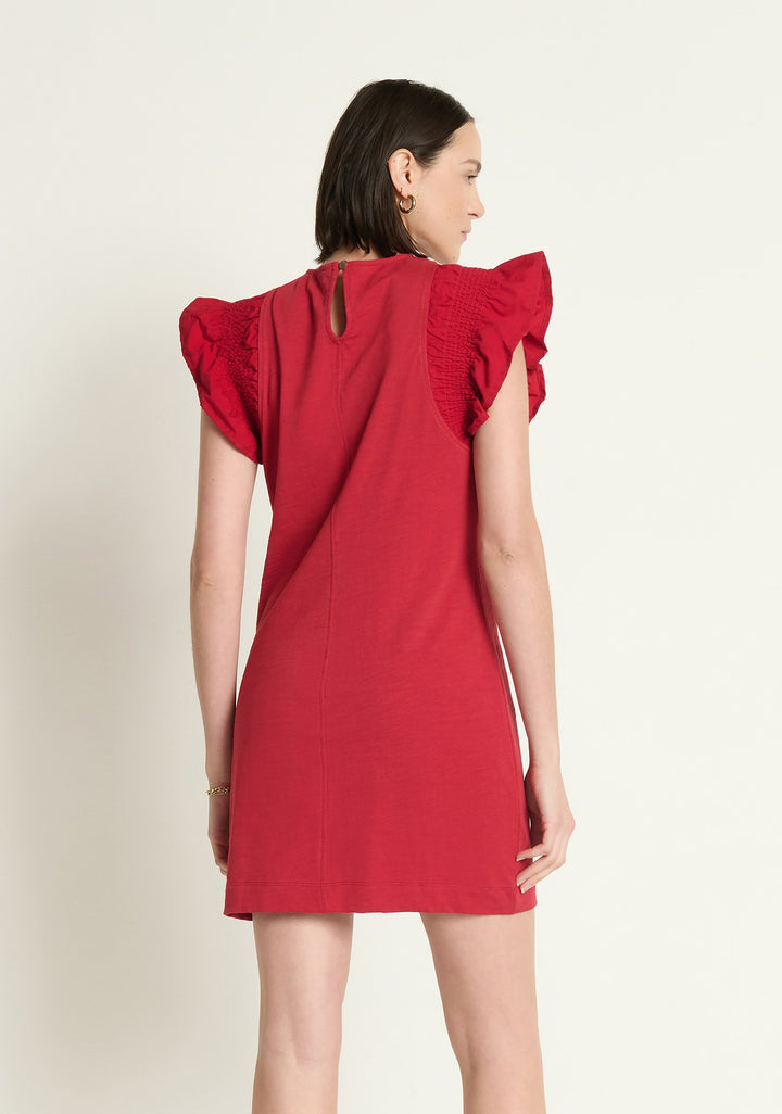 Nation LTD - Ellis Ruffle Sleeve Dress in Rio Red