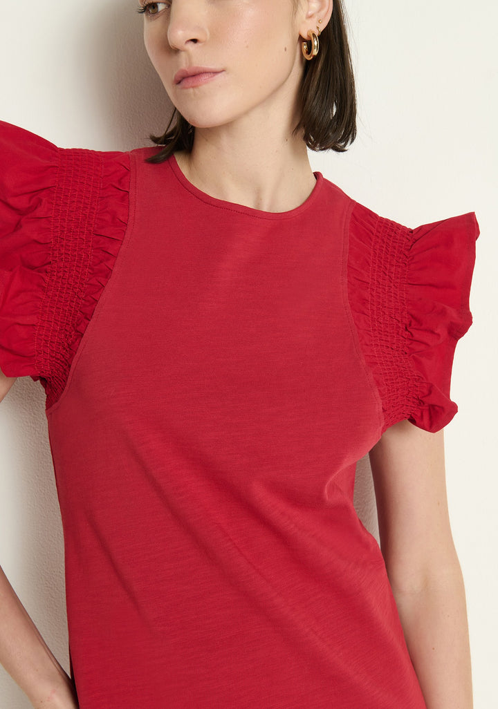 Nation LTD - Ellis Ruffle Sleeve Dress in Rio Red