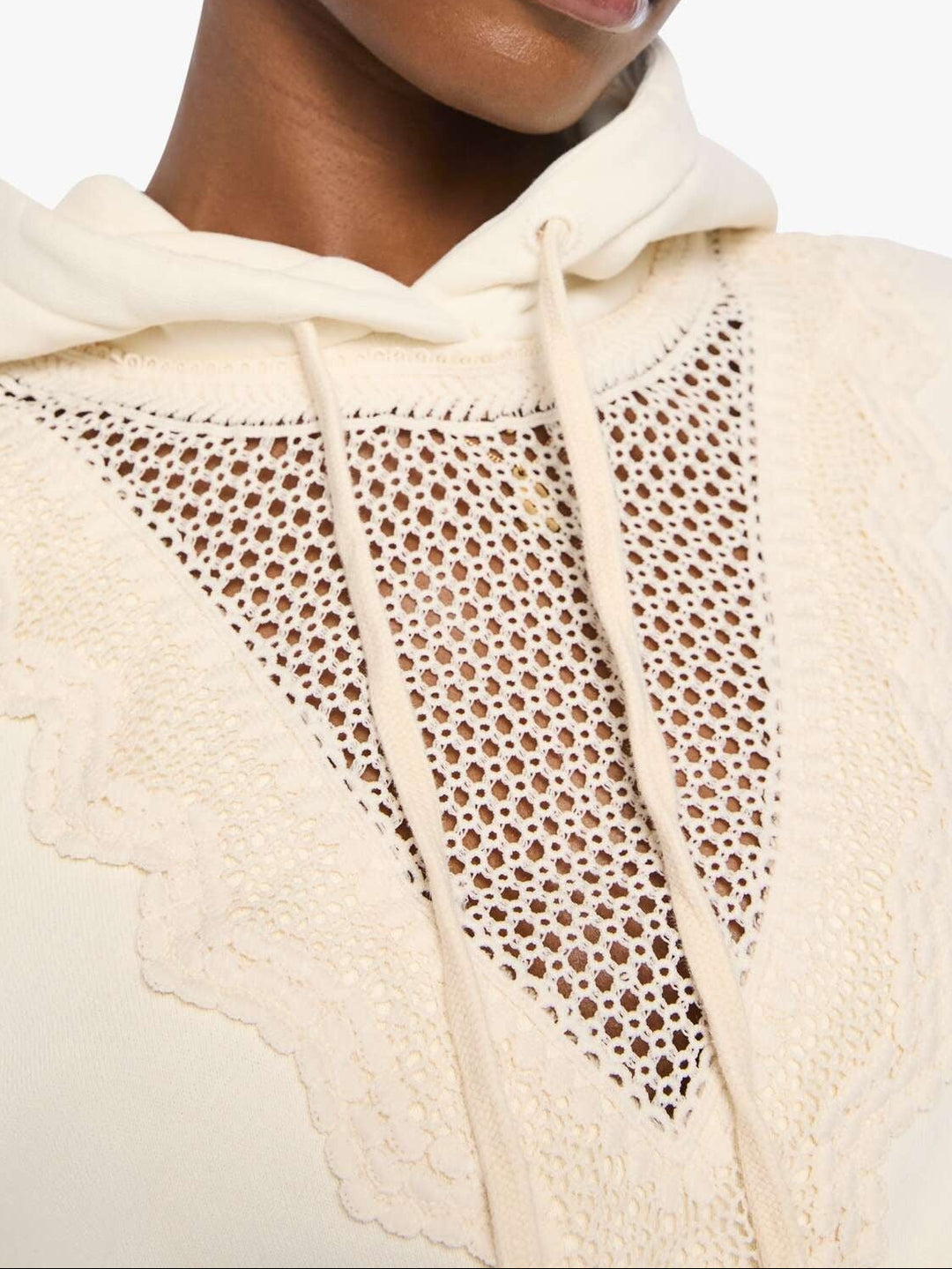 MOTHER - The Accent Square Hoodie in Antique White