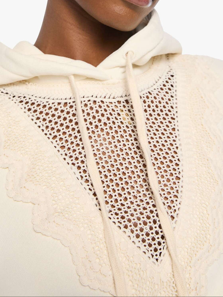 MOTHER - The Accent Square Hoodie in Antique White