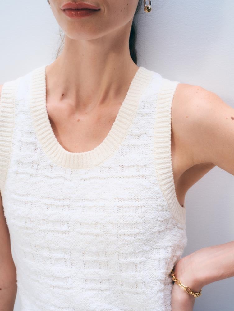 WHITE & WARREN - Textured Boucle Tank Top in Ivory