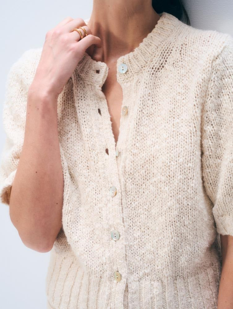 WHITE & WARREN - Marled Cotton Blend Top in Ivory