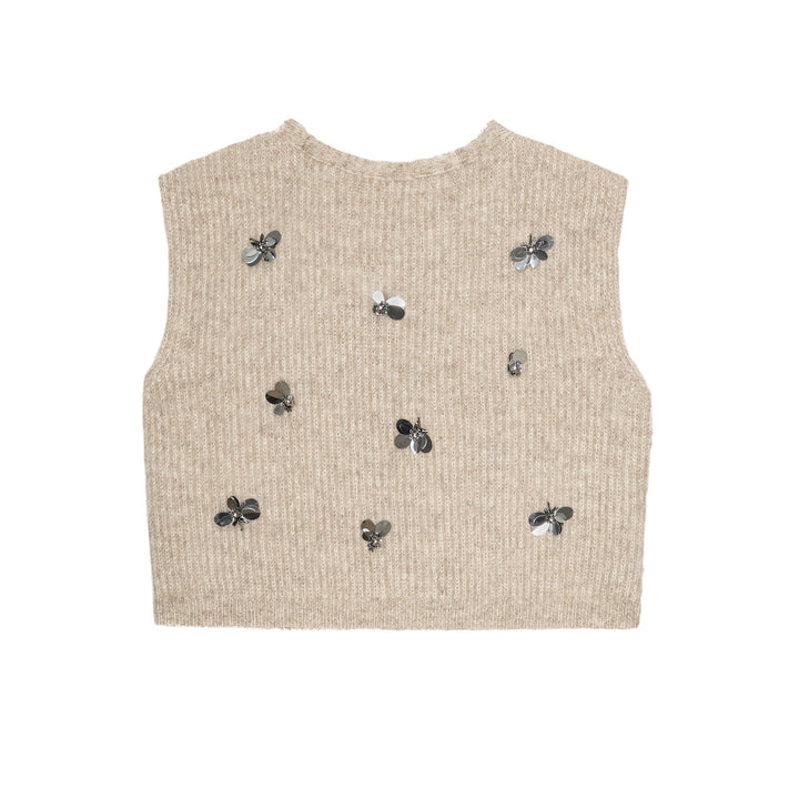 THE GREAT - The Embellished Sweater Vest in Fawn