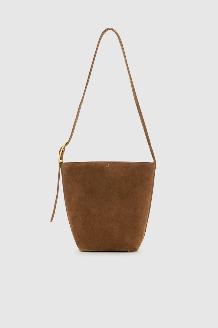 ANINE BING - Elly Medium Bucket Bag Suede in Tabacco