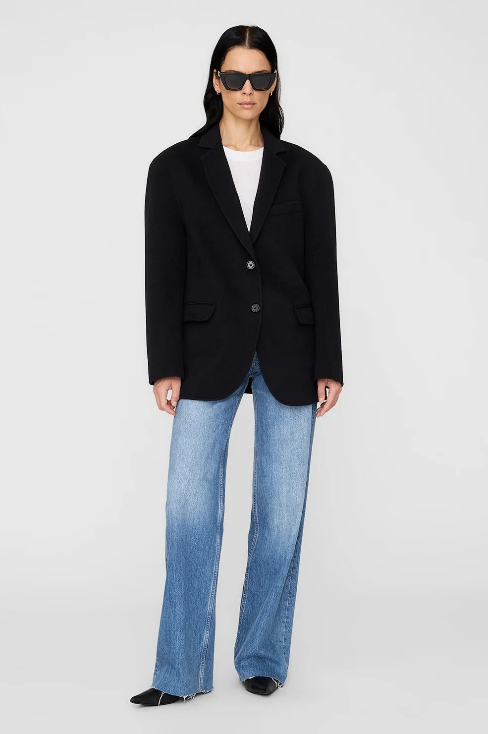 Anine Bing - Quinn Blazer in Black Cashmere Blend