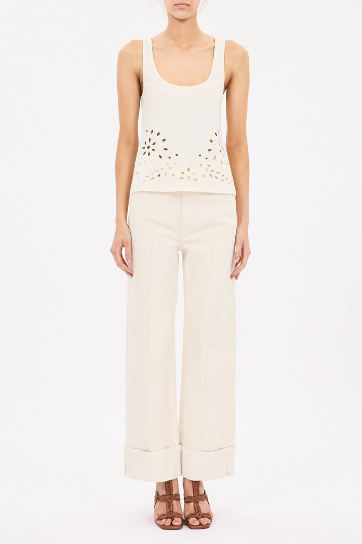 ULLA JOHNSON - The Stretch Genevieve Pintuck Jean in Cowrie