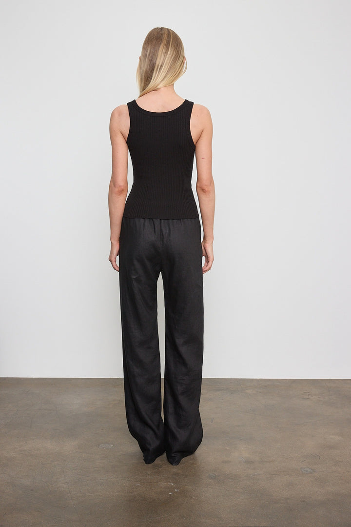 ENZA COSTA - Military Rib Crop Tank in Black