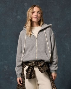 THE GREAT - Fleece Campus Hoodie in Dark Heather Grey Sweatshirts