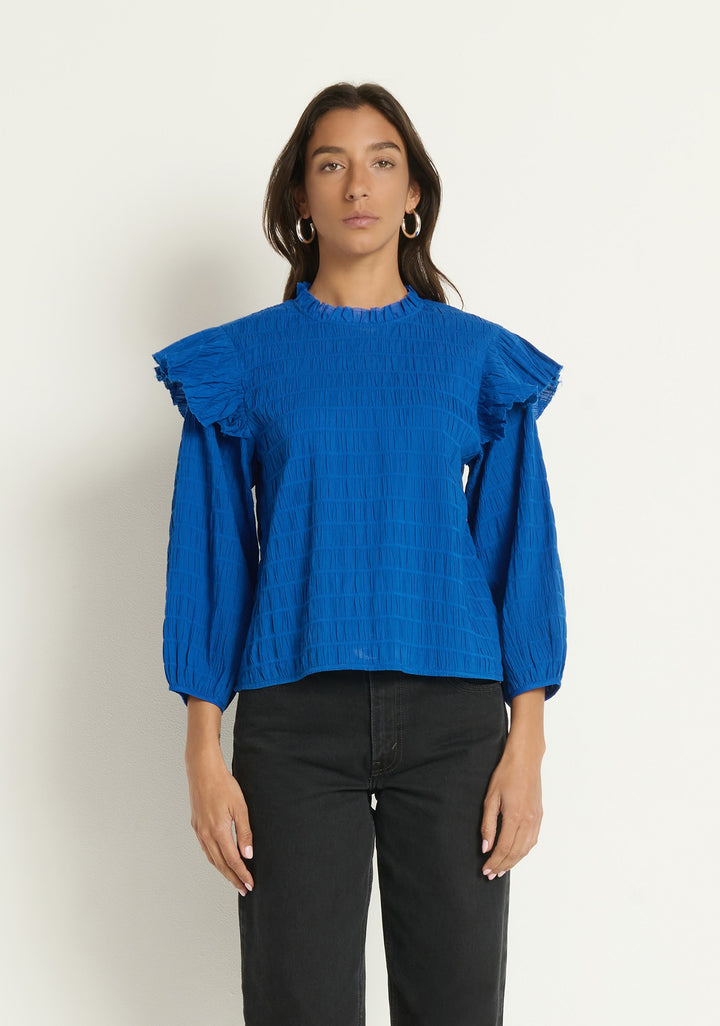 NATION LTD - Aria Ruffle Top in Sapphire